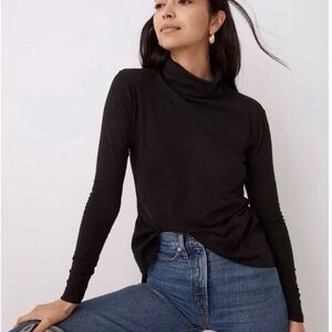 Madewell Cotton Slub Knit Black Turtleneck Size Medium
